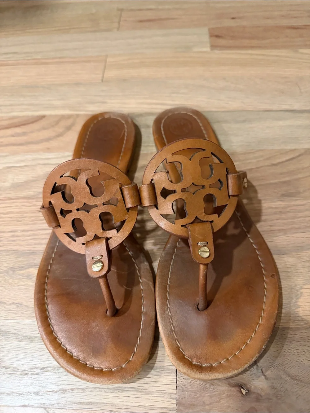 Tory Burch Miller Leather Sandals Cognac Tan Women’s Size 9